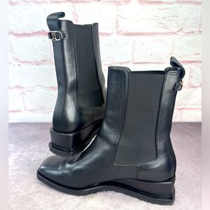 Salvatore Ferragamo Women’s Wyatt Black Leather Boots 6.5